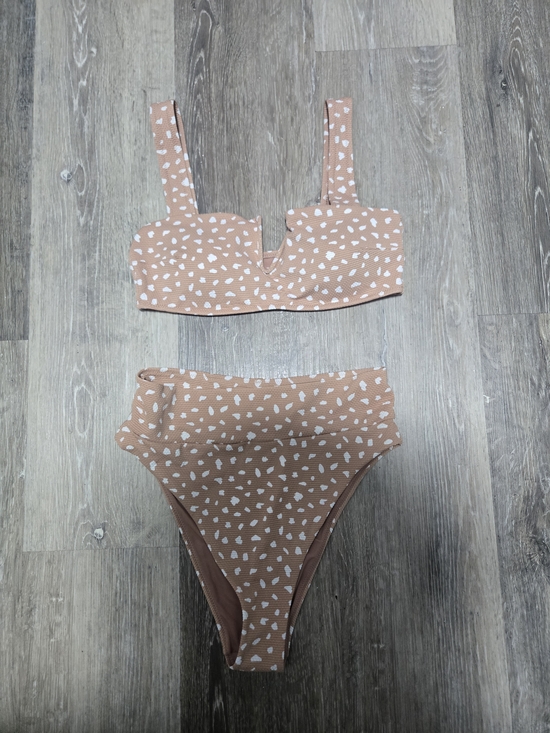 aerie Other - Aerie Two-Piece Raw Sienna Bandeau & Pique High Cut Cheeky Bikini Set Medium